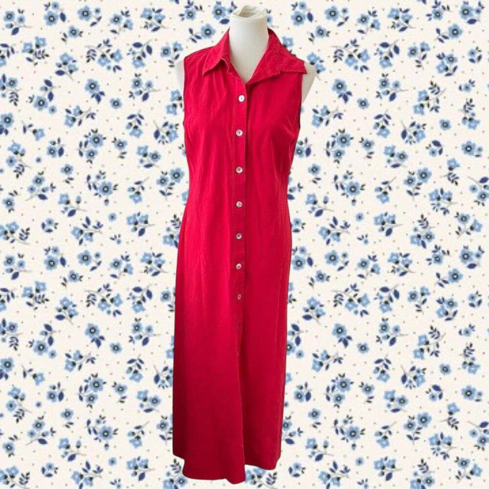 Red button down maxi dress Size 12